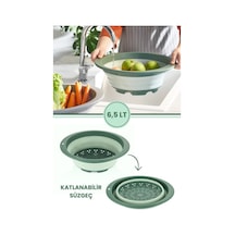 Katlanabilir Yuvarlak Süzgeç 6,5 Litre Yeşil