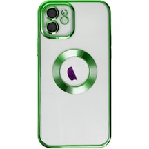 Apple Uyumlu  iPhone 11 Yanları Renkli Lens Korumalı Logo Gösteren Şeffaf Luxury Silikon Kılıf - Rose Gold