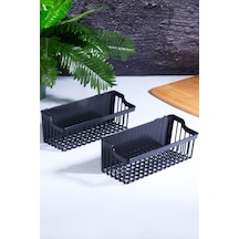 Kitchen 2 Adet Yapışkanlı Çok Amaçlı Banyo - Mutfak Rafı Plastik Şampuanlık Organizeri Siyah Siyah