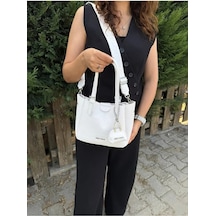 Just Polo Kadın Yeni Sezon Yumuşak Derili 4 Bölmeli Lüks El Ve Omuz Çantası Shopper Ebat: 28 X 20 Cm Beyaz