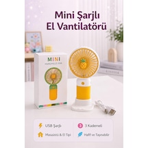 Mini Usb Şarjlı El Vantilatörü - Taşınabilir 3 Kademeli El Fanı 15 Cm