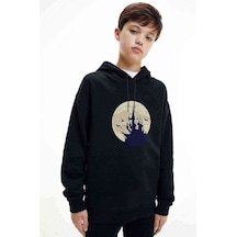 Tshirthane Castlevania Pixel Castle Baskılı Unisex Çocuk Kapüşonlu Sweat (528621587) Siyah