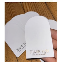 Altın Yaldızlı Kesimli 50 Adet Thank You Teşekkür Kartı