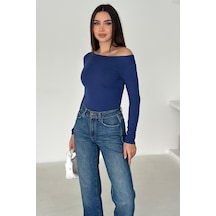 Noa & Noa Kadın Omuz Açık Fit Bluz Burgundy Glow Lacivert