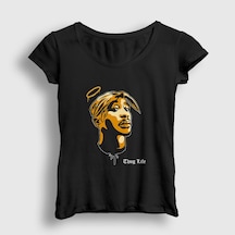 Presmono Kadın Angel Tupac Shakur T-shirt Siyah