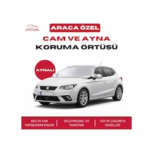 Seat Ibiza Buz Ve Kar Önleyici Aynalı Cam Koruma Örtüsü - 4 Mevsim Güneş Korumalı