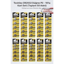 Cr2032 3v Lityum Düğme Pil - 10 Kart / 50 Adet  Paketi