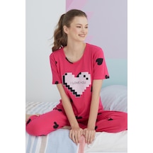 Siyah İnci Pamuklu Örme Pijama Takım 24113108 Çok Renkli