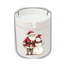Noel Baba Ve Kardan Adam Baskılı Küllük Yılbaşı Yeni Yıl Hediyesi