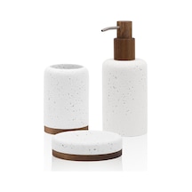The Mia Travertine Banyo Seti Beyaz 3 Parça Çok Renkli