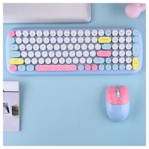 Geezer Candy Plus Kablosuz Klavye Mouse Seti 2.4g Yuvarlak Tuşlu 100 Tuş Renkli Set Optik