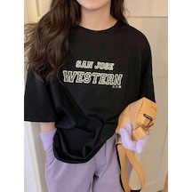 San Jose T-shirt - Siyah Baskılı Oversize Bisiklet Yaka Kısa Kol SIYAH