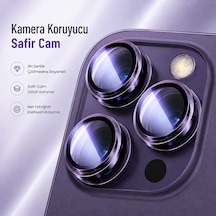 İphone 16 Pro Uyumlu Kamera Lens Koruyucu Safir Cam Metal Çerçeveli - Şeffaf