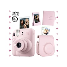 Fujifilm Instax Mini 12 Fotoğraf Makinesi + 10'lu Film + Çerçeve + Kare Albüm + Deri Kılıf Seti Pembe