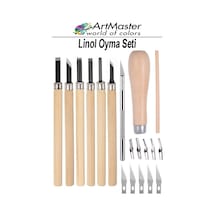 Linol Oyma Seti 19 Parça 1 Paket Ve Kretuar Bıçak Seti Ahşap Saplı Oyma Kesme Bıçak Seti Linol Bıçaklı Linolyum Baskı