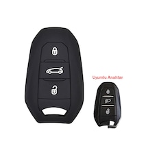 Citroen C4 Picasso DS3 DS4 DS5 DS6 Uyumlu Silikon Oto Anahtar Kumanda Kabı Kılıf Siyah