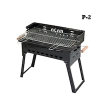 Depolife Pervazlı Emaye Mangal P2 Büyük Boy Kömürlü Barbekü Çift Izgara Katlanır Ayaklı 27x44cm Çok Renkli