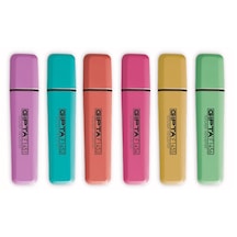Gıpta Fosforlu Kalem Kesik Uç 6 Renk Pastel Renkler İşaretleme