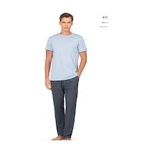 Pierre Cardin 6122 Erkek Kısa Kollu Bisiklet Yaka Pijama Takımı-mavi