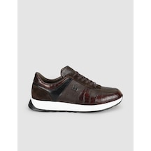 Cabani Hakiki Deri Kahverengi Bağcıklı Erkek Sneaker