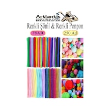 Şönil Ve Ponpon Seti 1 Paket Pastel Metalik Ve Ana Renkler 30 Cm 75 Adet Pastel Metalik Ve Ana Renkler Pon Pon 250 Adet