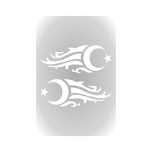 2 Adet Alevli Ay Yıldız Oto Sticker Araba Sticker 20 X 8 Cm Beyaz