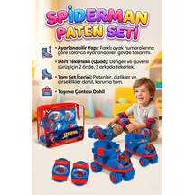 Örümcek Adam 4 Tekerlekli Quad Dizilimli Ayarlanabilir Çocuk Paten & Koruyucu Set