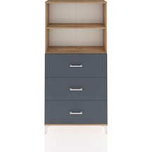 Arges Dolap 2 Raflı 3 Çekmeceli 88x30x182 Çam-antrasit Atlas Çam