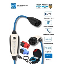 Çantalı Premium Set 16a 11kw Ev Prizi 5m Wifi+bluetooth Ac Mobil Monofaze & Trifaze Şarj Wallbox 11 Kw