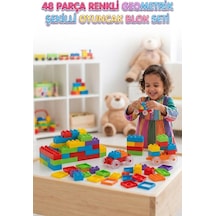 48 Parça Renkli Geometrik Şekilli Tekerlekli Blok Seti Eğitici Ve Geliştirici Geçmeli Yapı Oyun Seti
