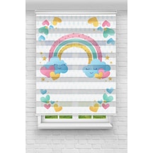 Perdeoutlet38 Baskılı Renkli Pembe Mavi Gökkuşağı Dijital Baskılı Zebra Perde-cocuk Odası-stor Perde Model:pz-953 Çok Renkli
