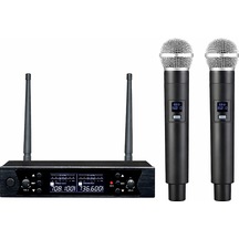 Ten, Uhf Kablosuz Mikrofon Seti Çift Kanallı Çift El Mikrofonu Okul Ve Organizasyon Mikrofonu