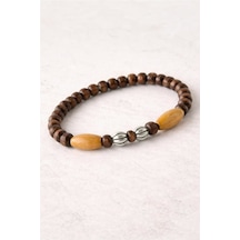 Oval Bambu Ahşap Bileklik 6 Mm - Kahverengi Diğer