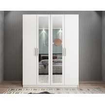 Bevel 4 Kapaklı Gizli Çekmeceli Gardırop Byz 140 CM - Montaj Dahil