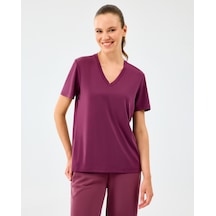 Skechers W V Neck T-shirt Kadın Bordo Tshirt S2510277-3877 Bordo