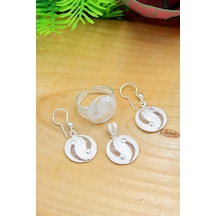 Midyat Nurtaş Gümüş Ying Yang Model Kadın 925 Ayar Gümüş Telkari Üçlü Set 201022198