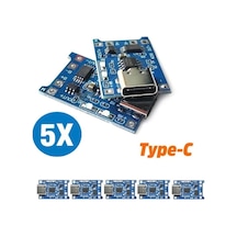 Robodünya Tp4056 5 Adet Ters Akım Korumalı Tp4056 18650 Type C Lityum Pil Şarj Devresi Type-c