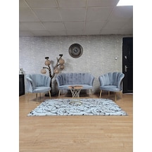 Zafir Papatya Çay Seti Koltuk Takımı Gold Sivriltme Ayak, Balkon, Salon, Ofis, Cafe Koltuk Takımı Gri