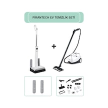 PiranTech M-210 Şarjlı Islak & Kuru Zemin Temizleyici + CB-107C Çok Fonksiyonlu Buharlı Temizlik Makinası