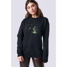 Arrow Baskılı Siyah Kadın Sweashirt (534643896)