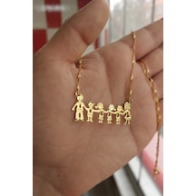 925 Ayar Gümüş 24 Ayar Altın Kaplama İsimli 6 Kişilik Aile Kolye Gold