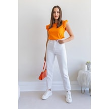 Woddi Mom Çnr Kadın Yüksek Bel Beyaz Jeans Likralı Esnek Kot Pantolon Yeni Hsn-2