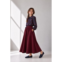Angel&co. Girls Clothing Kız Çocuk Mevsimlik 2 İplik Etek-ince Viskon Gömlek Takım Vişne-lacivert Ekose - 923953886 Vişne-lacivert Ekose