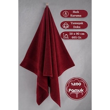 Pamuk Tekli Havlu Jakarlı Karna Premıum Zander - 50 X 90 Bordo