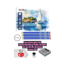 Kara Kalem Çizim Seti 30x40 Cm A3 300 Gr Defter 12 Sayfa Hb-2b-3b-5b-6b Kalem Hamur Silgi Herboy Çok Renkli