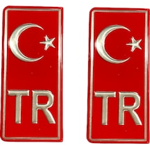 Tr Ayyıldız Kırmızı Plaka Etiketi Sticker- Varak Baskılı Kabartmalı Parlak Malzeme
