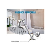 Novahub 11 İnç Ayarlanabilir Duş Kolu - 180 Derece Açı, Krom Kaplama, El Ve Yağmur Başlığı Uyumlu Diğer