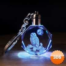 Baykuş Tasarımlı Işıklı Kristal Anahtarlık 10 Cm