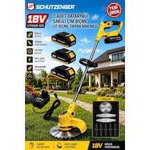 Schutzenger 88VR 3 Adet Akülü Şarjlı Tırpan Ot Çim Biçme Makinesi 18v Başlık Hediyeli Germany Pro Seri Sarı