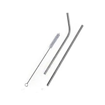 2'li Paslanmaz Çelik Pipet, Temizleme Fırçası, Metal Pipet
